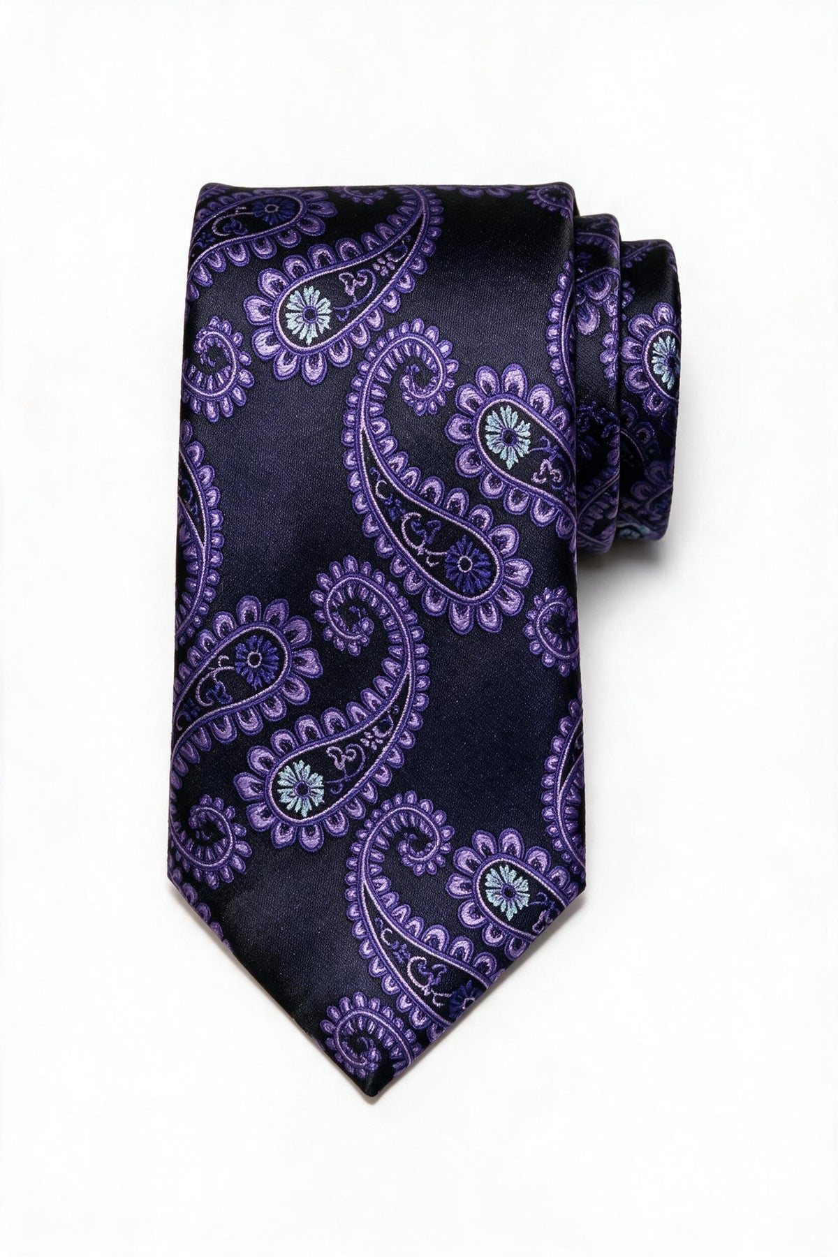 8cm patterned tie with pocket square, large paisley