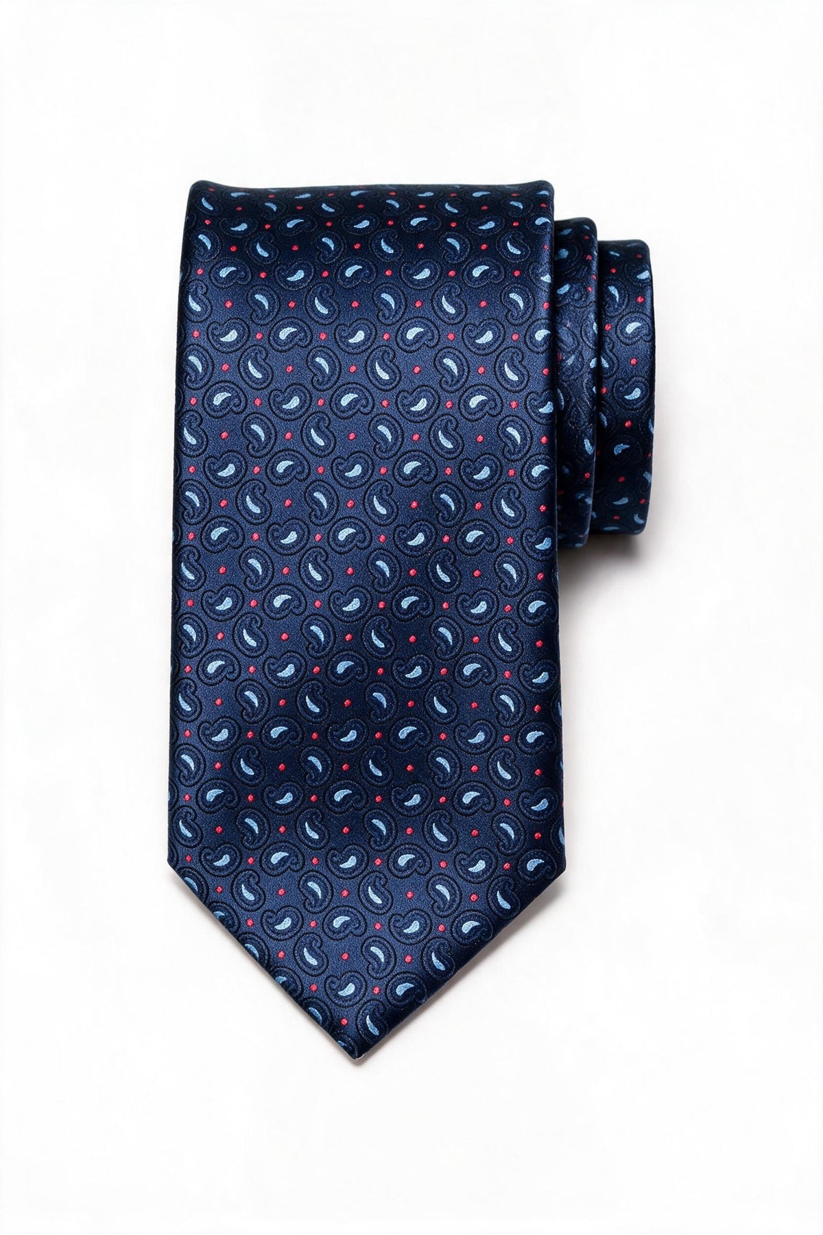 8cm patterned tie with pocket square, small paisley dots