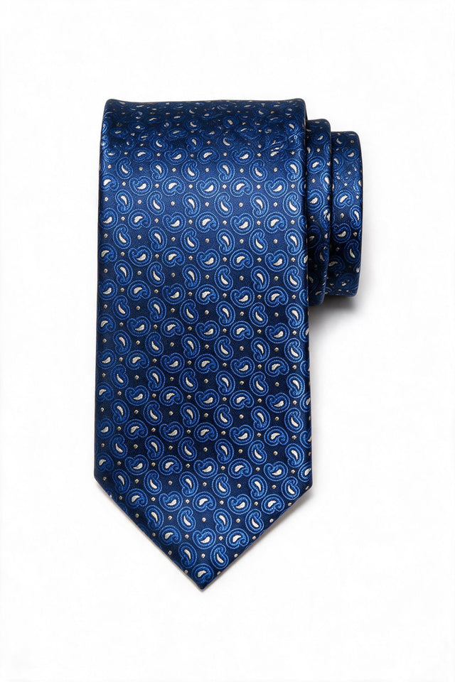8cm patterned tie with pocket square, small paisley