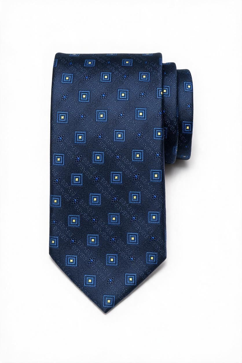 8cm patterned tie with pocket square, square print
