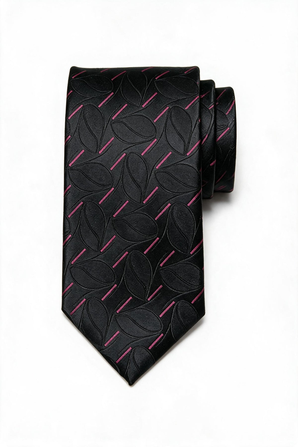 8cm patterned tie with pocket square, tonal leaves