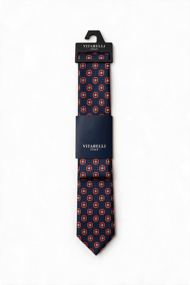 Premium Vitarelli 8cm tie with pocket square, framed square