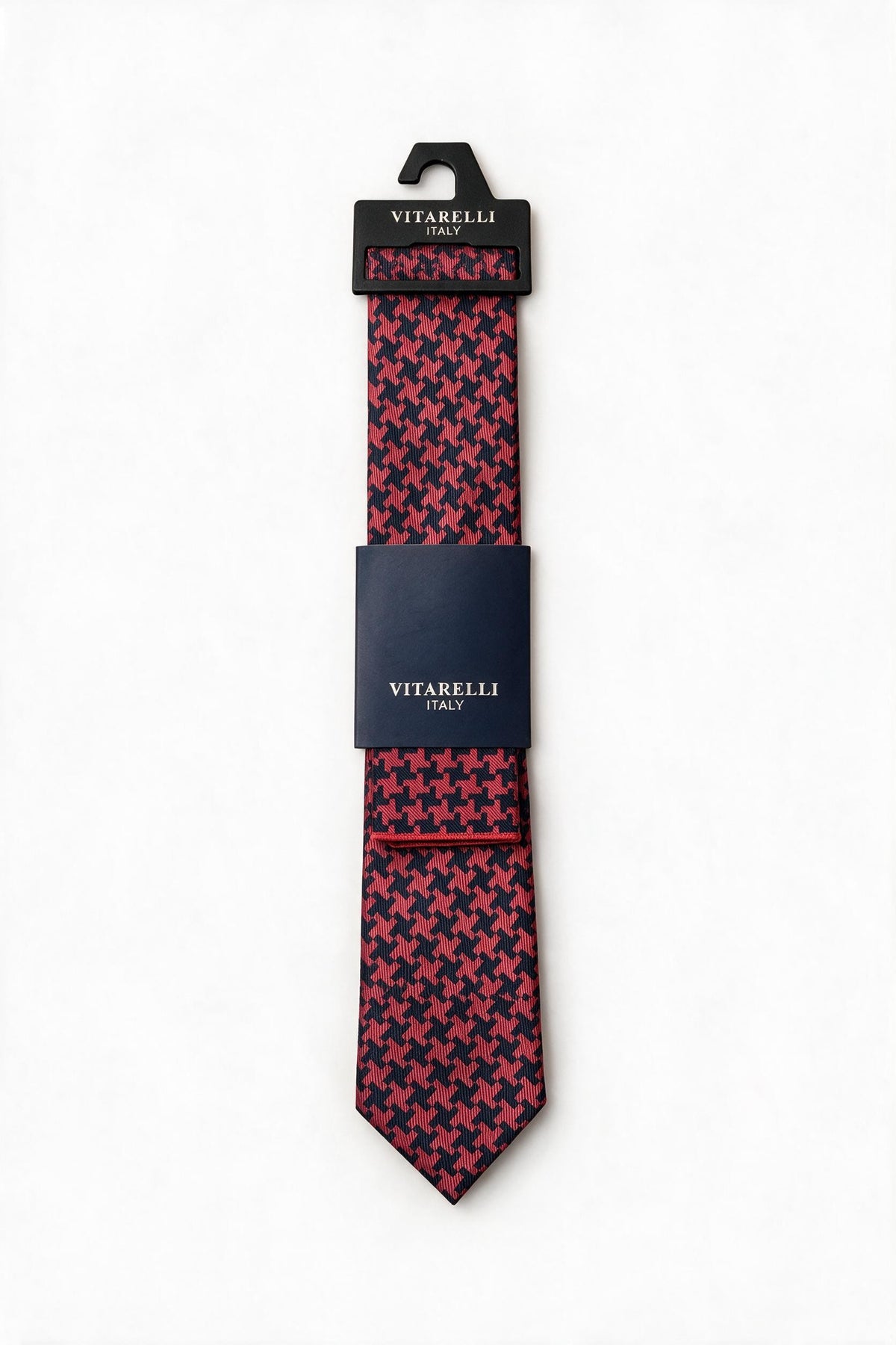 Premium Vitarelli 8cm patterned tie with pocket square