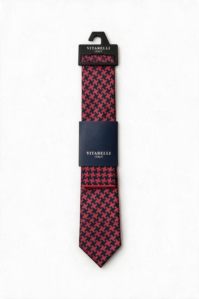 Premium Vitarelli 8cm patterned tie with pocket square