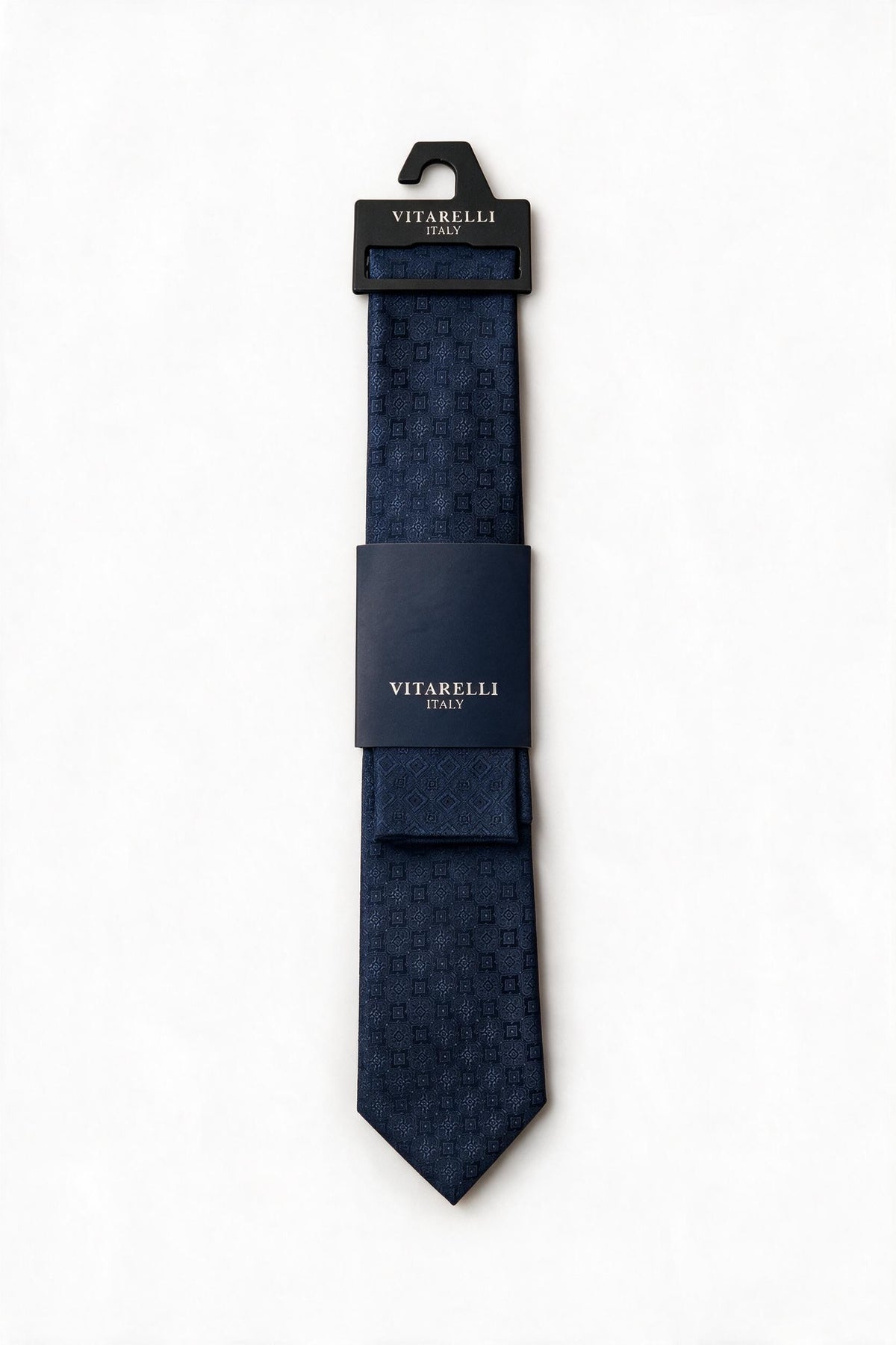 Premium Vitarelli 8cm tie with pocket square, micro square