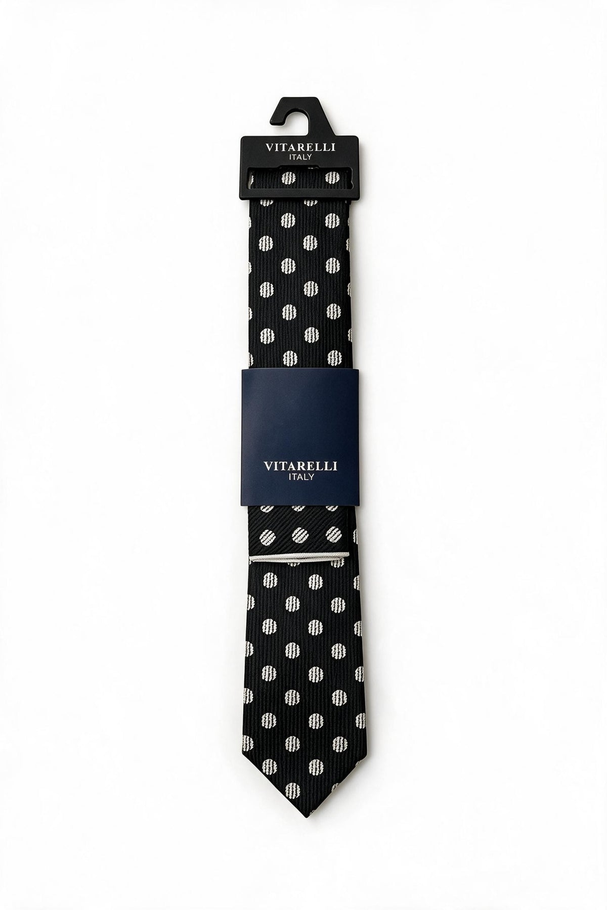 Premium Vitarelli 8cm patterned tie with pocket square