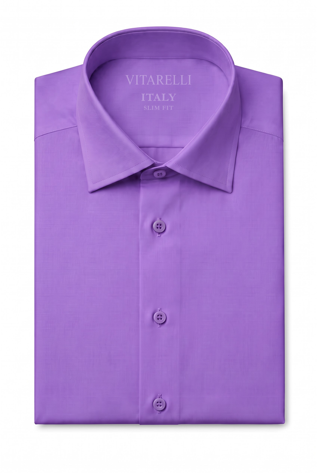 Vitarelli solid line dress shirt in lavender