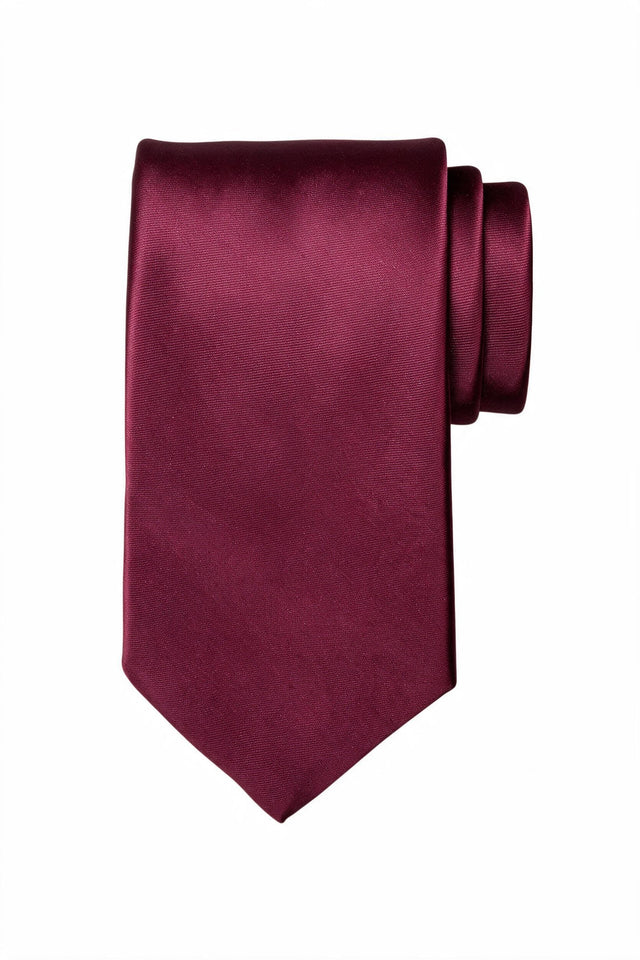 7.5cm solid tie with pocket square in burgundy