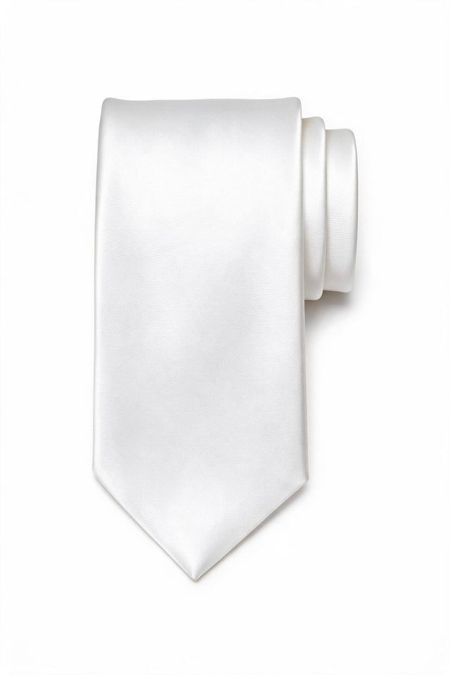 6cm skinny solid tie with pocket square in white