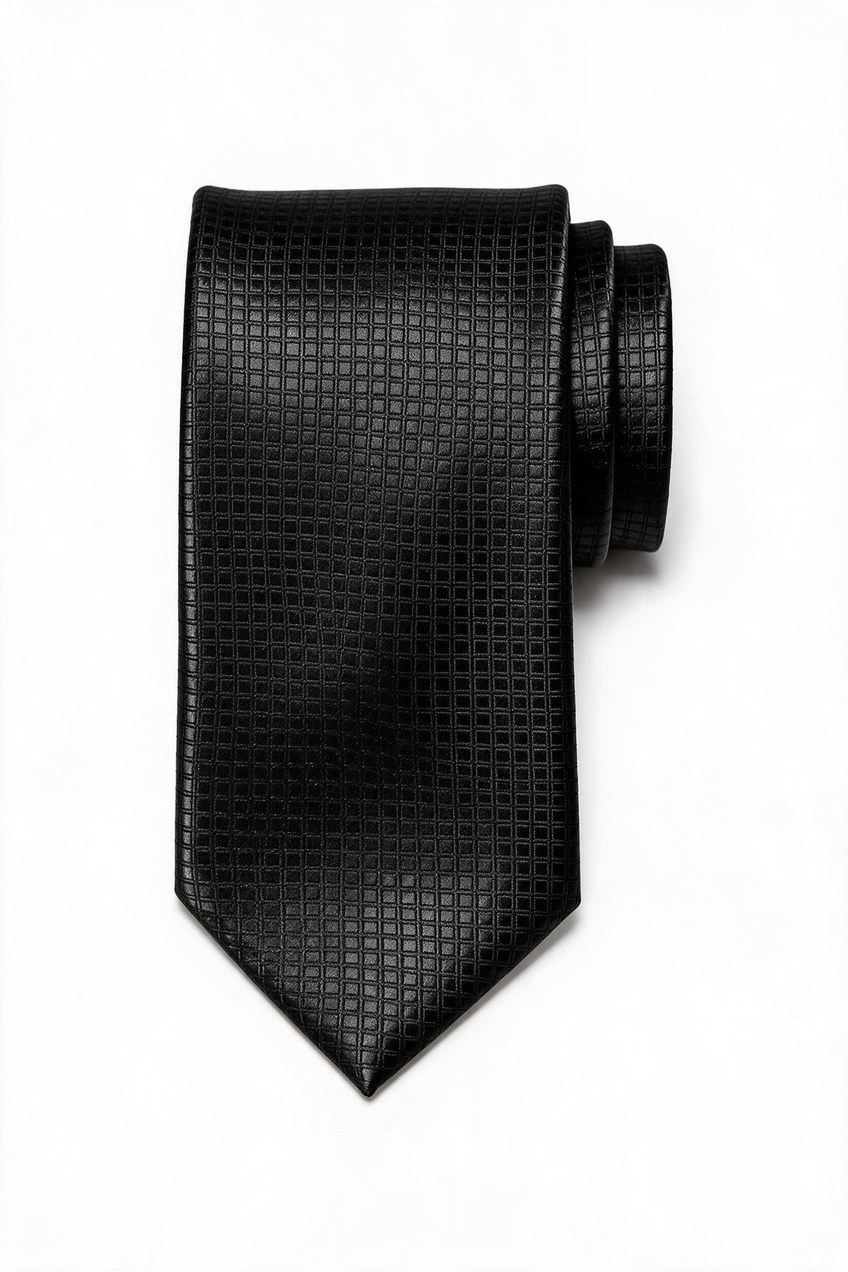 7.5cm square-pattern tie with pocket square in black