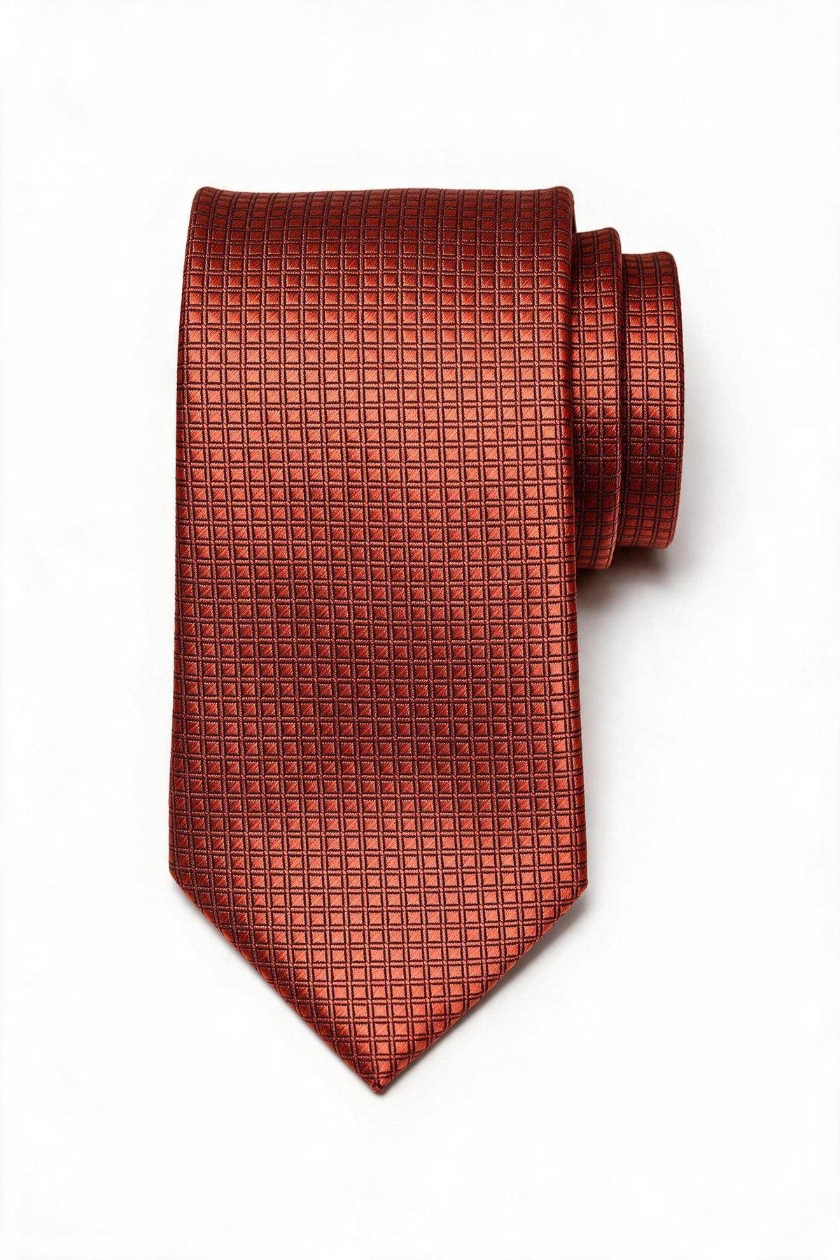 7.5cm square-pattern tie with pocket square in red