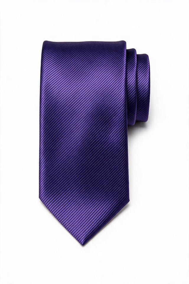7cm striped tie with pocket square in purple
