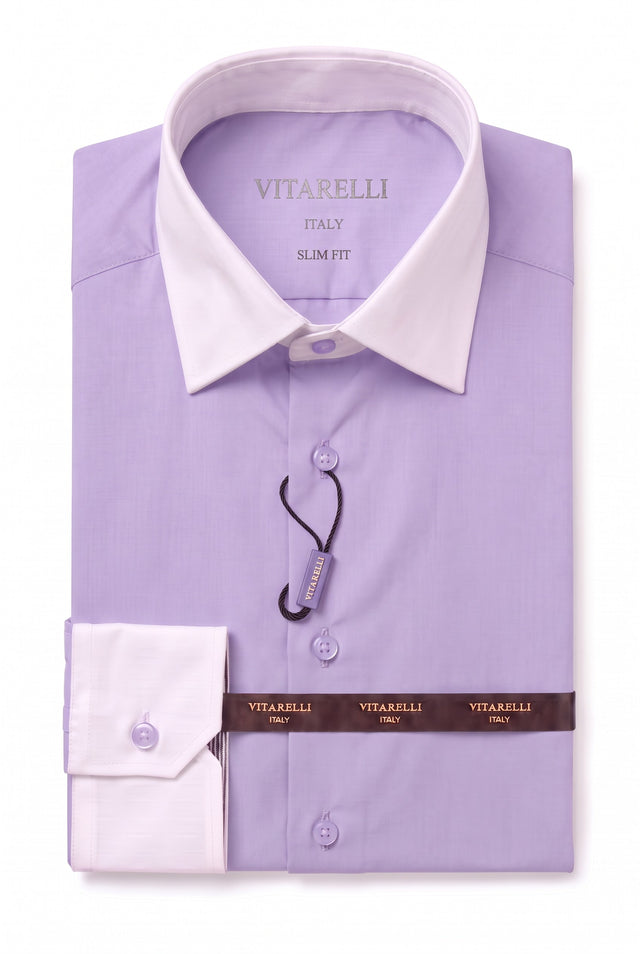 Two-tone combo contrast dress shirt, slim fit
