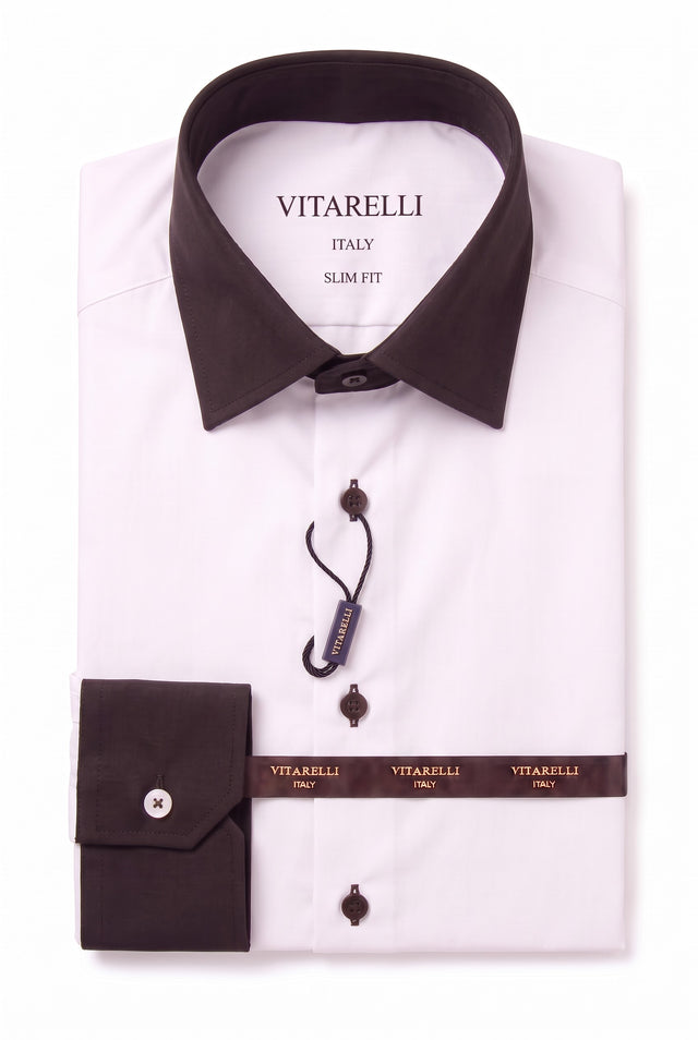 Two-tone combo contrast dress shirt, slim fit