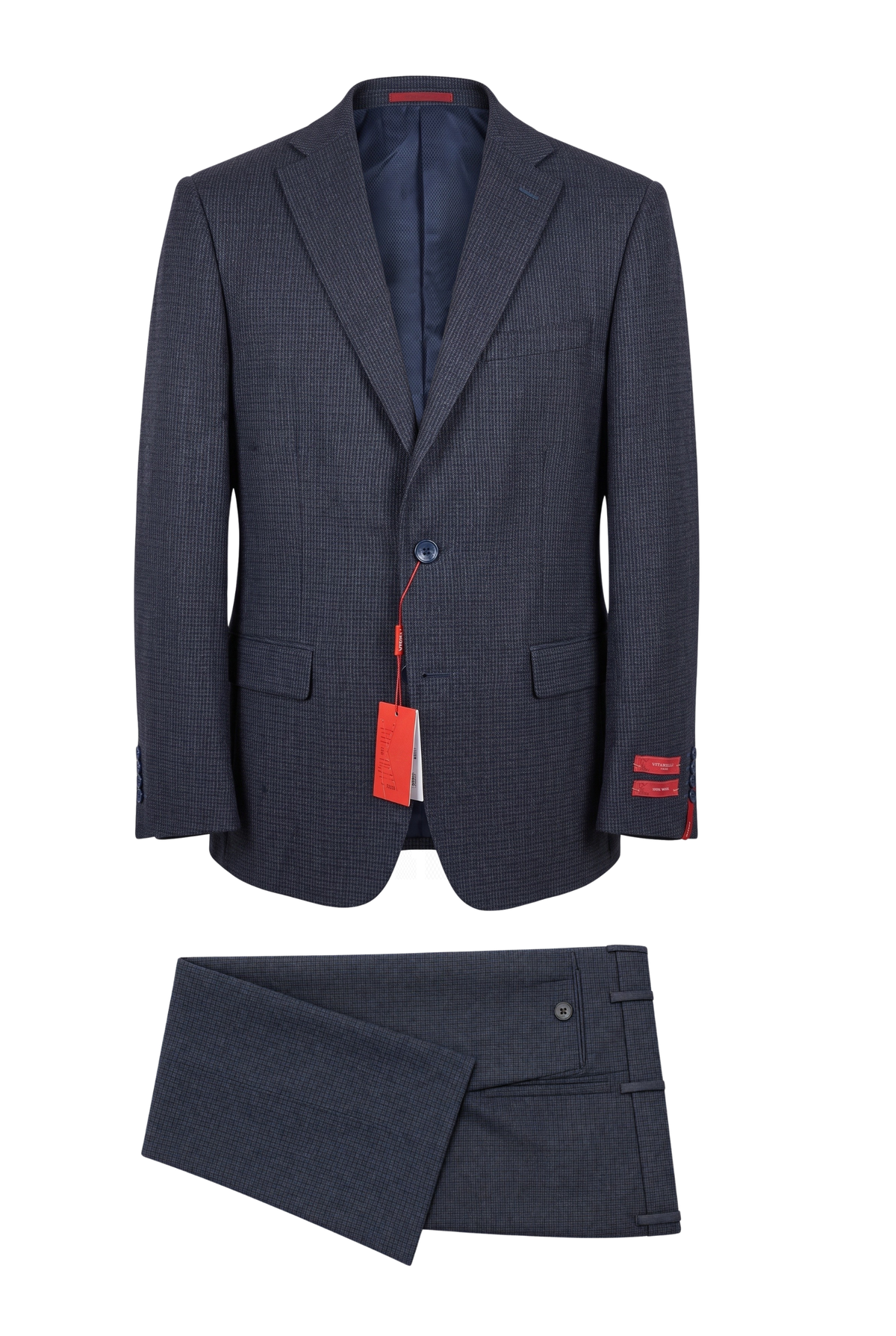 Vitarelli navy 100% wool slim fit suit, style 23224