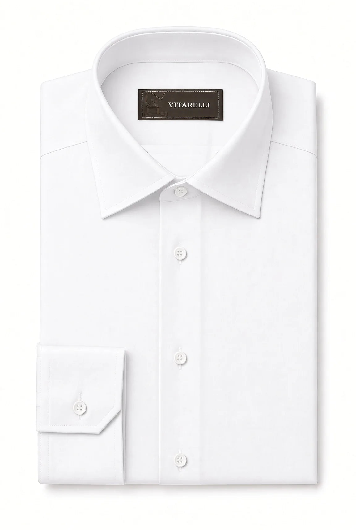 Vitarelli 2-way stretch cotton dress shirt in white