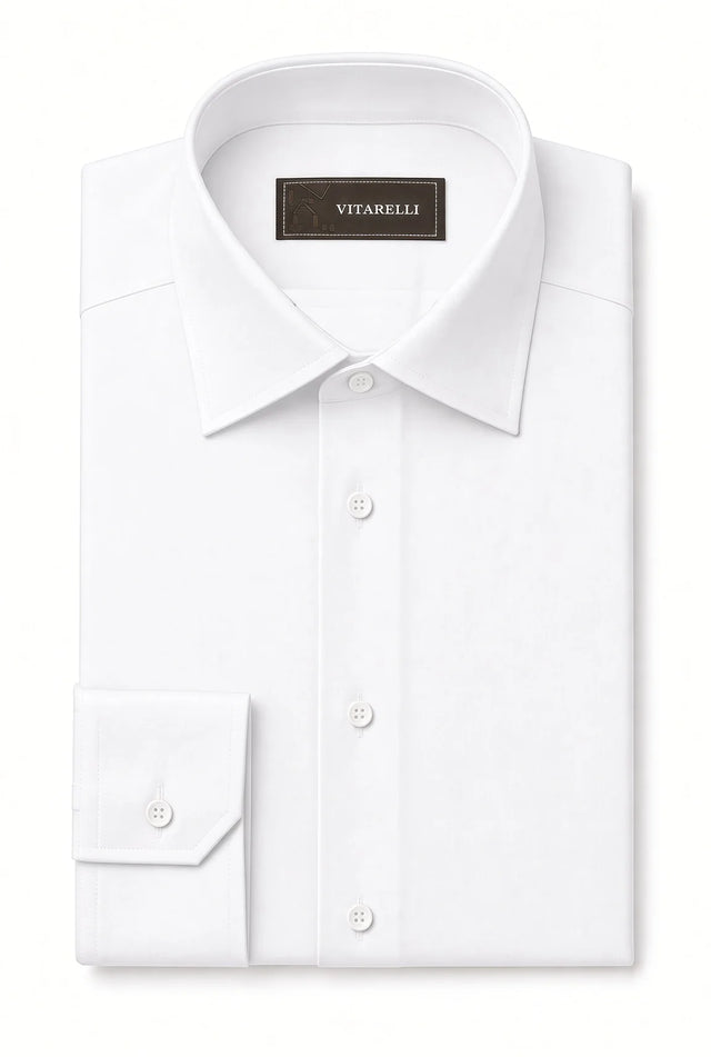 Vitarelli 2-way stretch cotton dress shirt in white