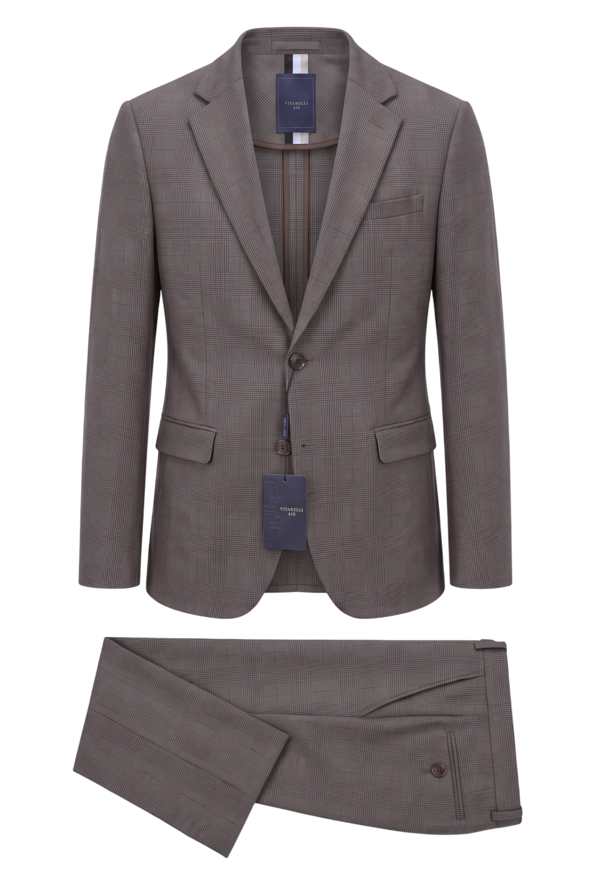 Vitarelli Air unlined suit in brown, style 001