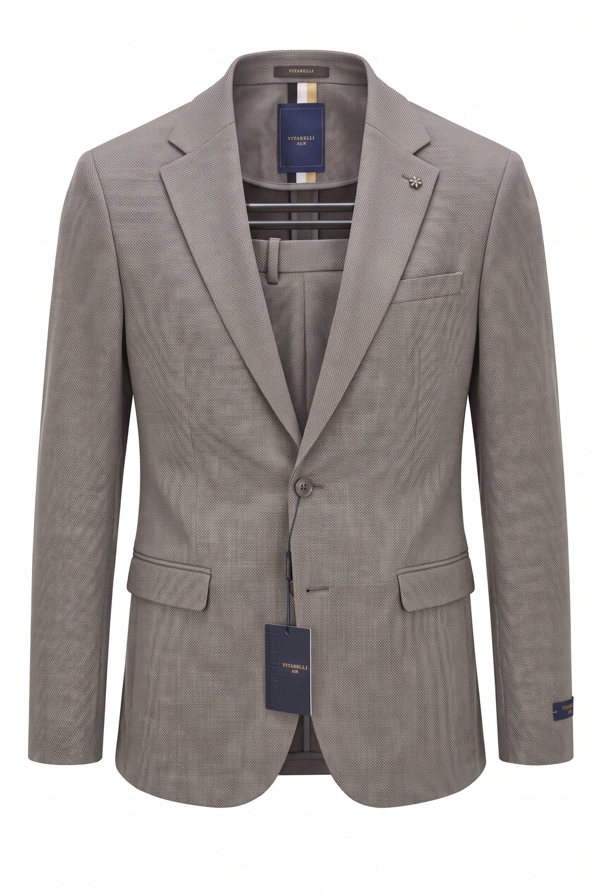 Vitarelli Air unlined suit in taupe, style 158035