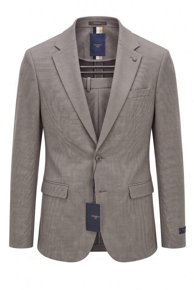 Vitarelli Air unlined suit in taupe, style 158035