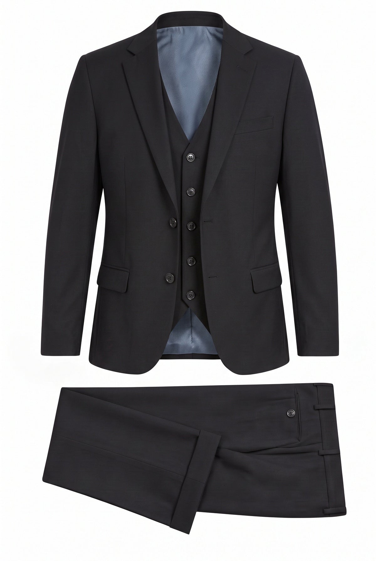 Vitarelli Air Unlined 3-Piece Suit with Vest – Black (5853)