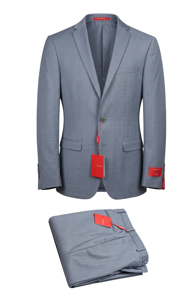Vitarelli gray wool blend euro fit suit, style 91130