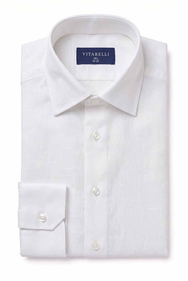 Vitarelli modern fit linen dress shirt in white