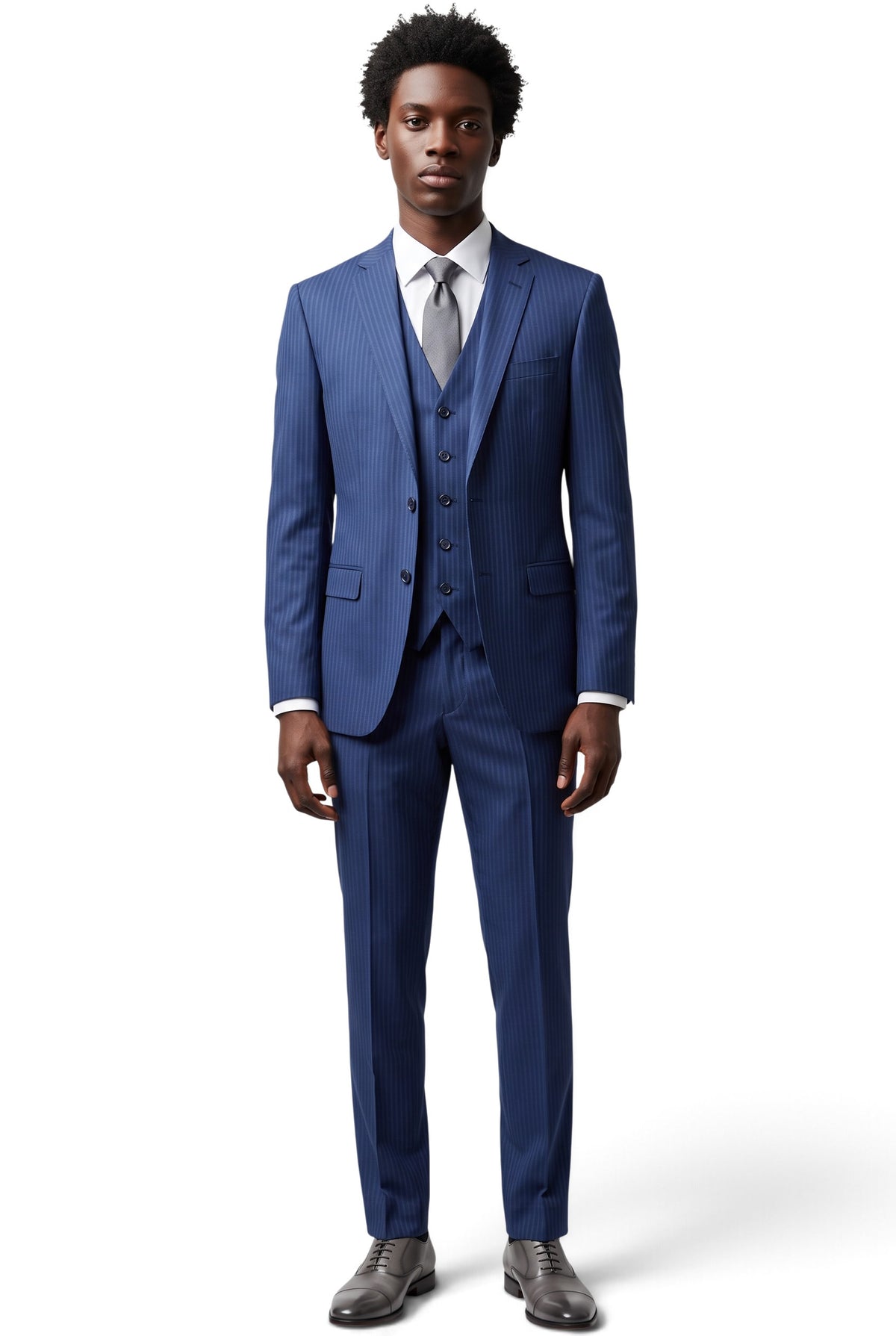 Vitarelli blue pinstripe euro fit suit, style 910115