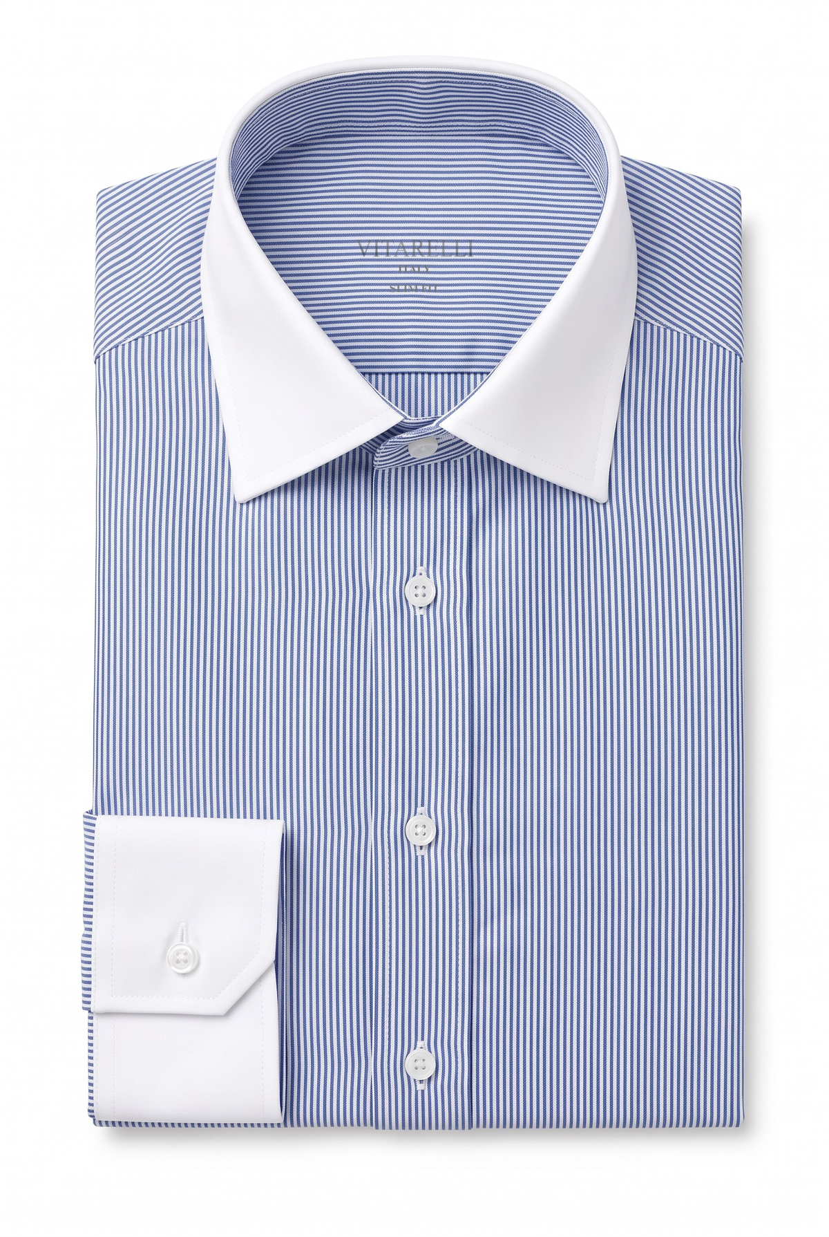 Vitarelli striped cotton dress shirt in light blue, slim fit