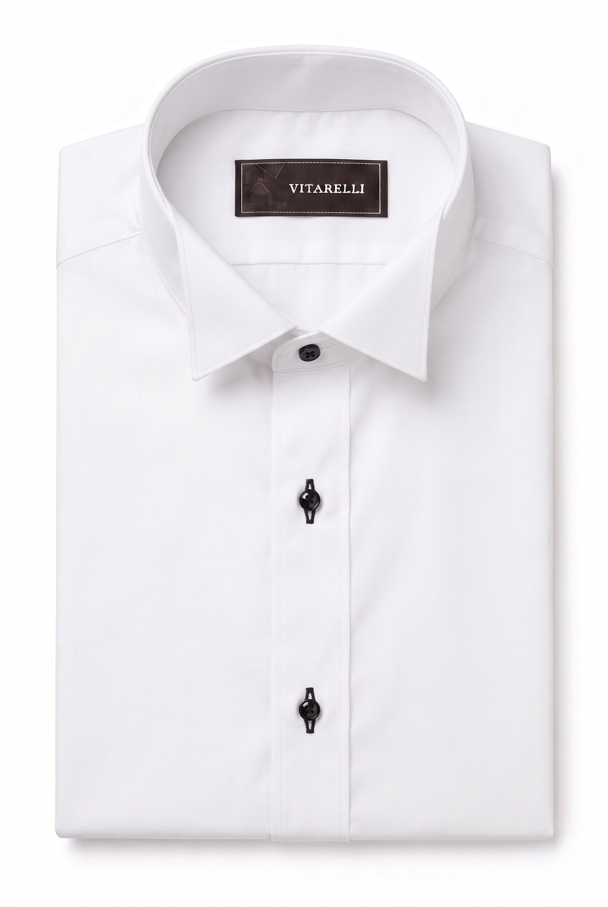 Vitarelli pleated-front tuxedo shirt in white