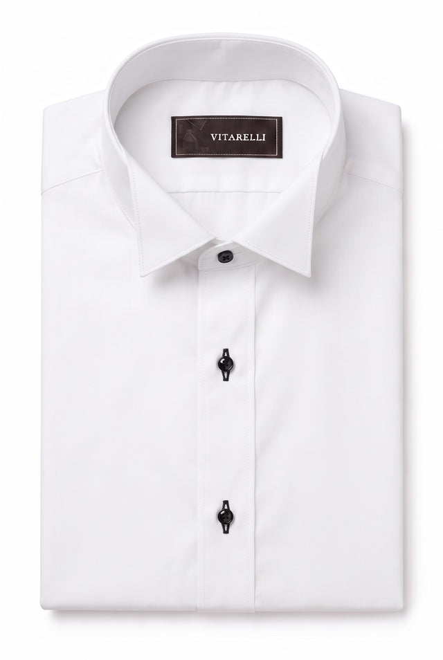 Vitarelli pleated-front tuxedo shirt in white