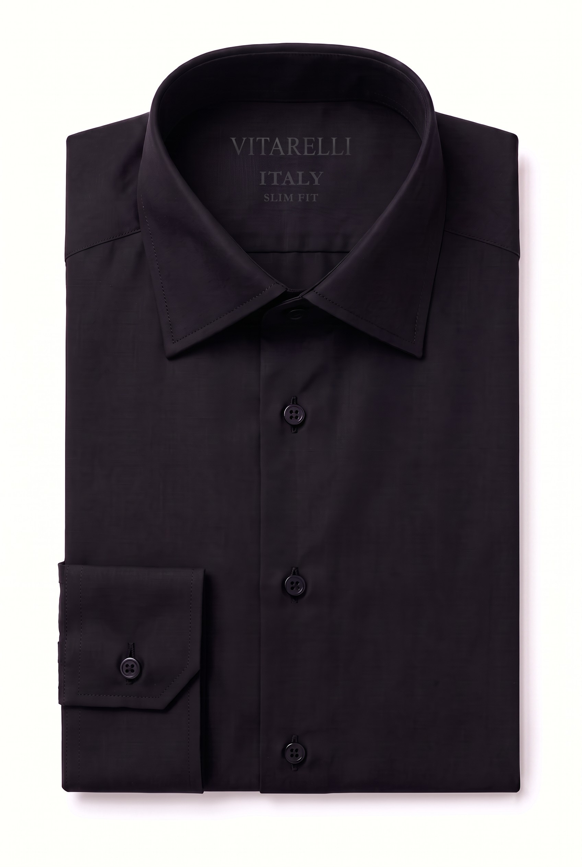 Vitarelli Ultra Confort cotton dress shirt in black, slim fit