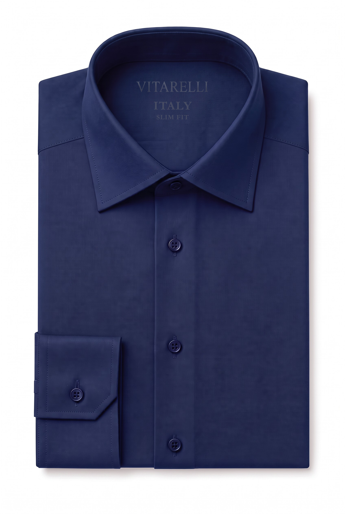 Vitarelli Ultra Confort cotton dress shirt in navy, slim fit