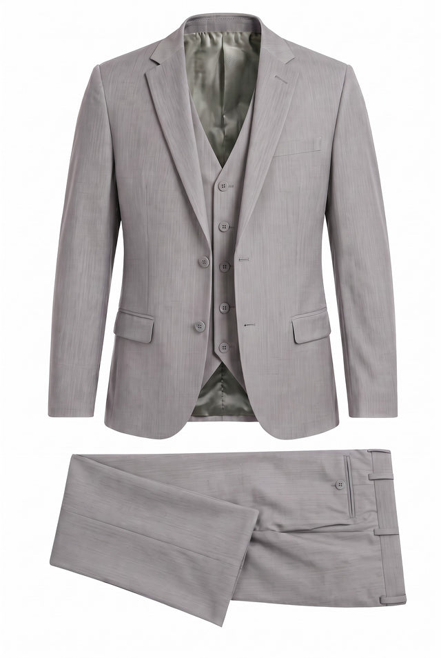 Vitarelli 3-piece 4-way stretch suit in gray, style 16147