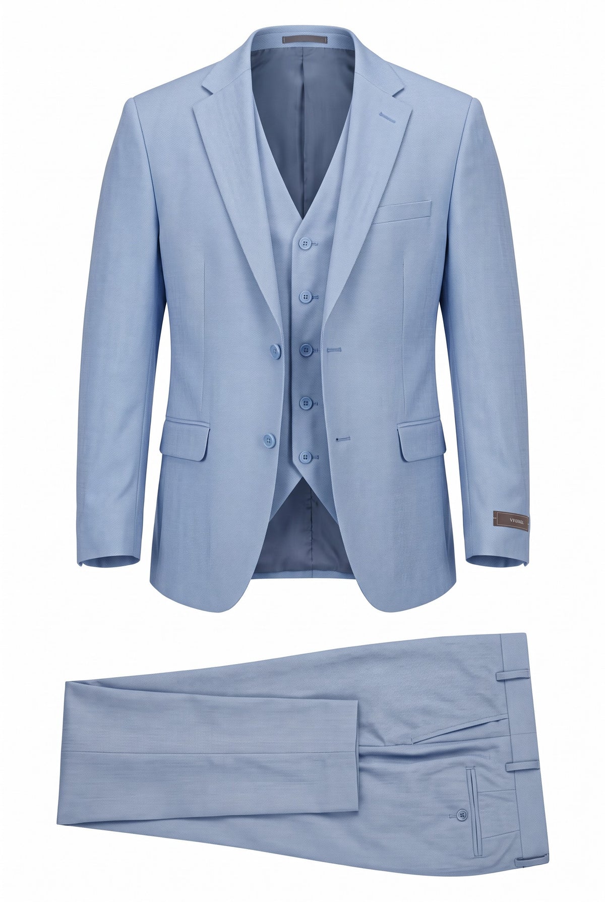 Vitarelli 3-piece 4-way stretch suit in blue, style 2080