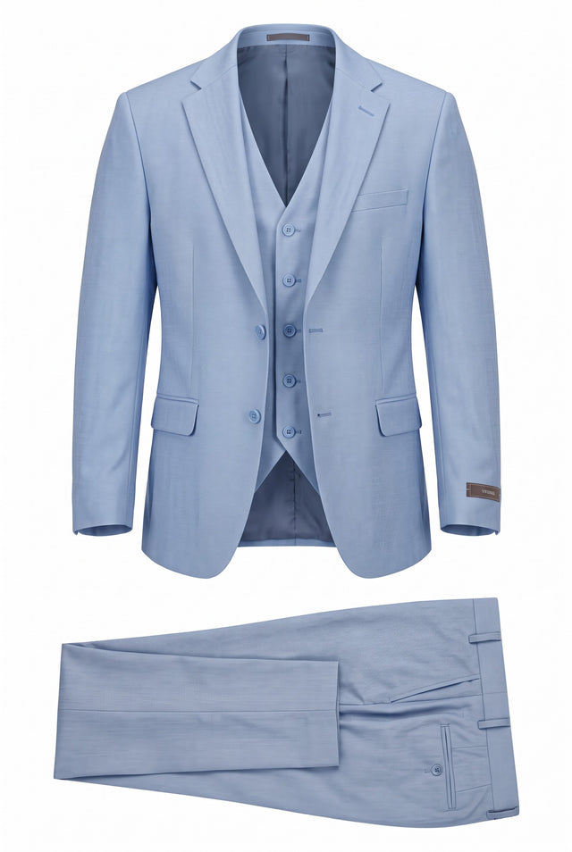 Vitarelli 3-piece 4-way stretch suit in blue, style 2080
