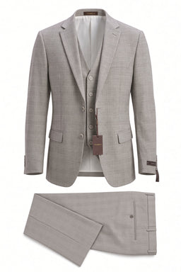 Vitarelli 3-Piece Slim Fit Notch Lapel Suit – Tan (0109)