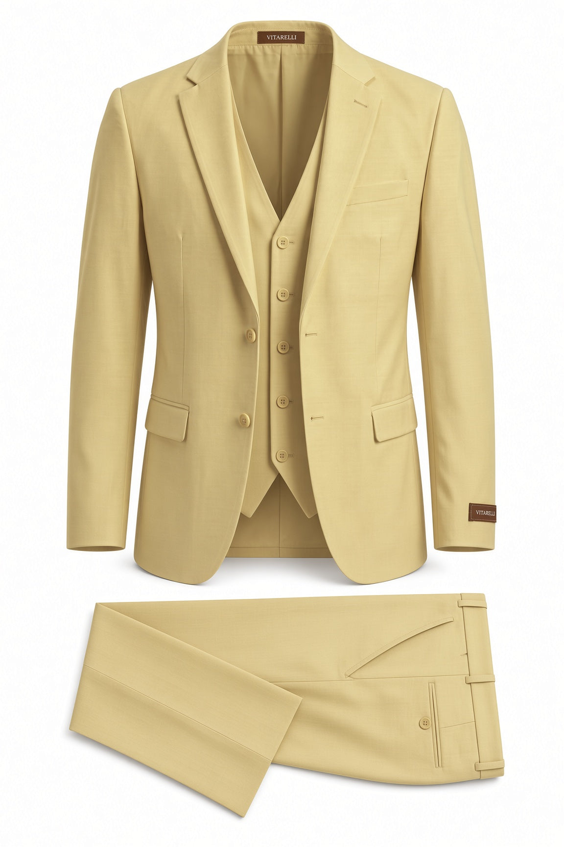 Vitarelli 3-Piece Slim Fit Notch Lapel Suit – Yellow (062)