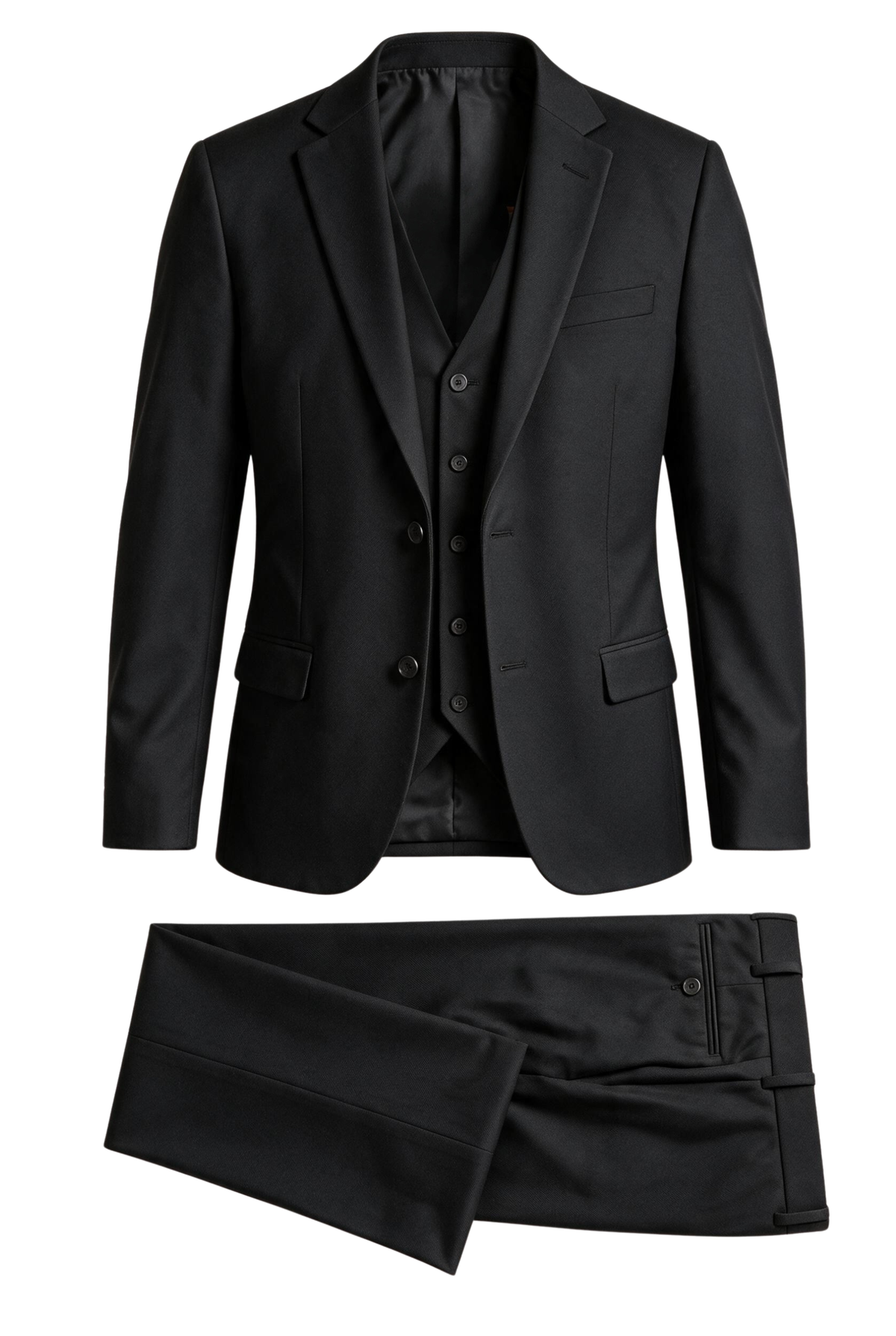 Vitarelli 3-Piece Slim Fit Notch Lapel Suit – Black (1553)