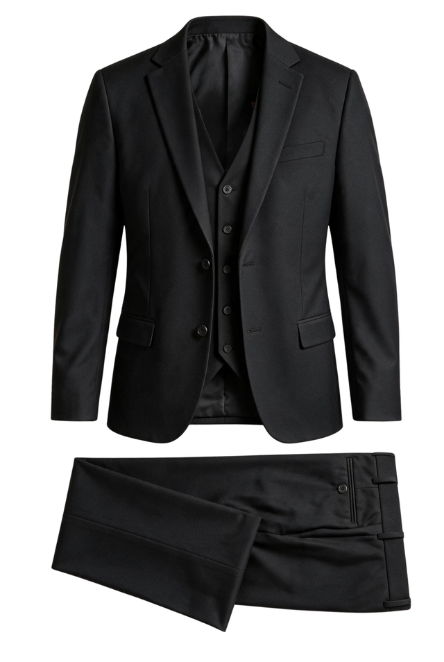Vitarelli black 3-piece slim fit suit, style 1553