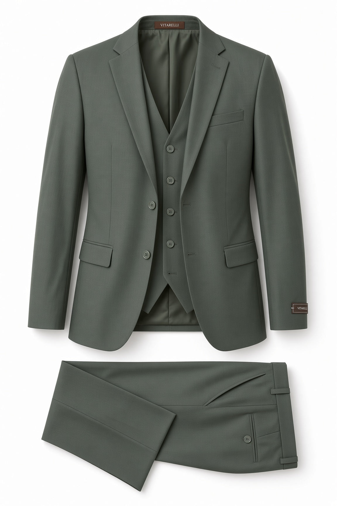 Vitarelli green 3-piece slim fit suit, style 504