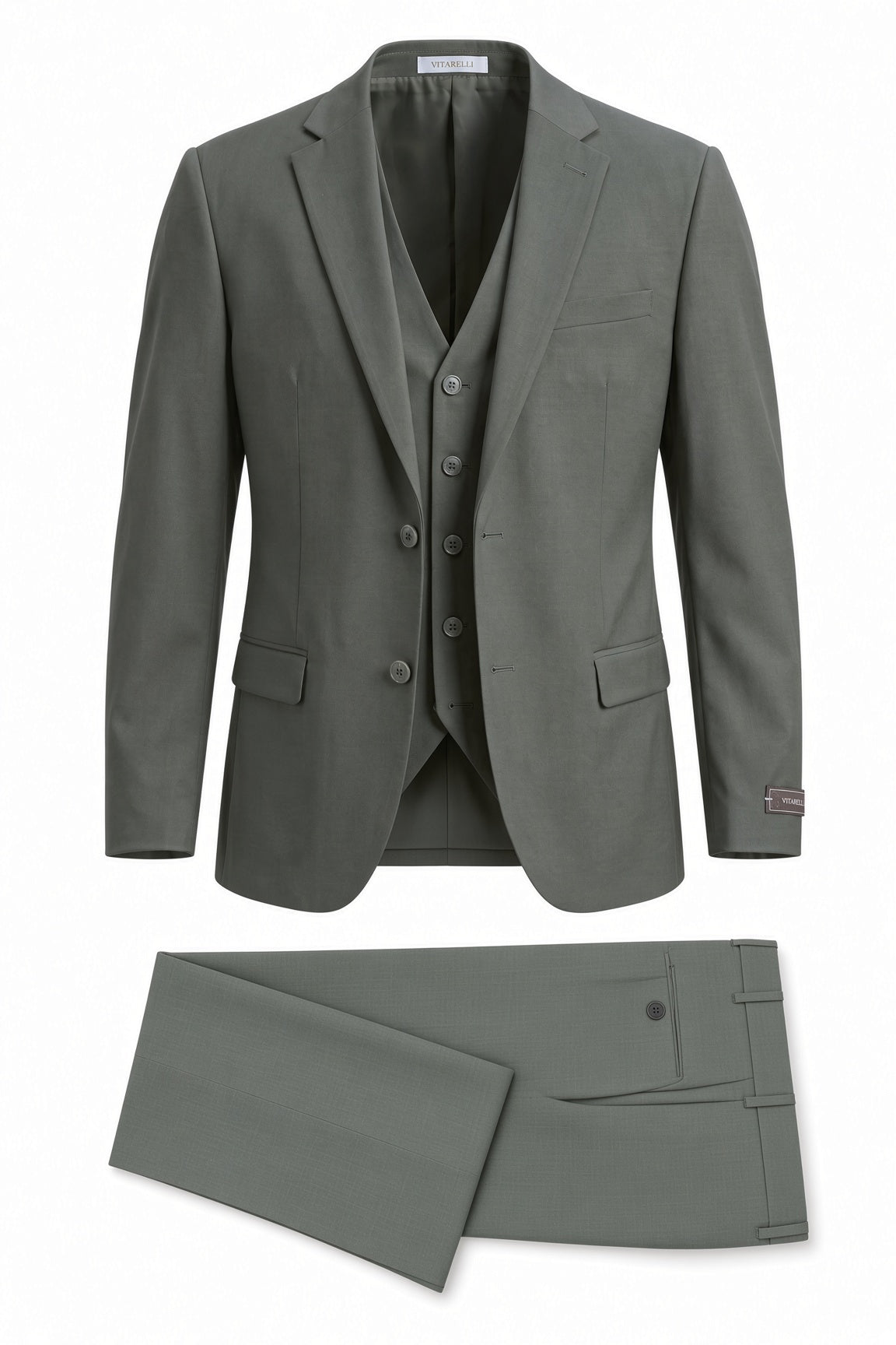Vitarelli 3-Piece Suit with Vest – Green (1471)