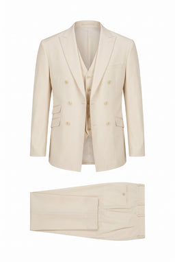 Vitarelli Double-Breasted Peak Lapel 3-Piece Suit – Tan (178)