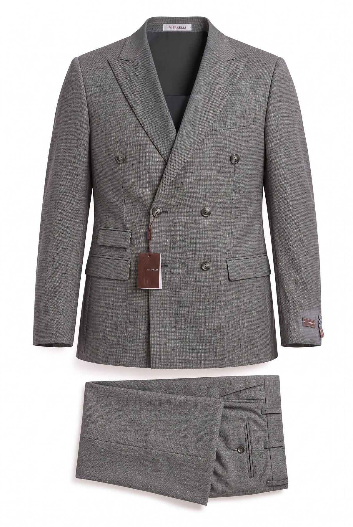 Vitarelli charcoal double-breasted 3-piece suit, style AT32KCHRDB2V
