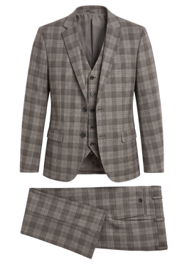Vitarelli Plaid Double-Breasted Peak Lapel 3-Piece Suit – Gray (AFNELGRYDB2V)