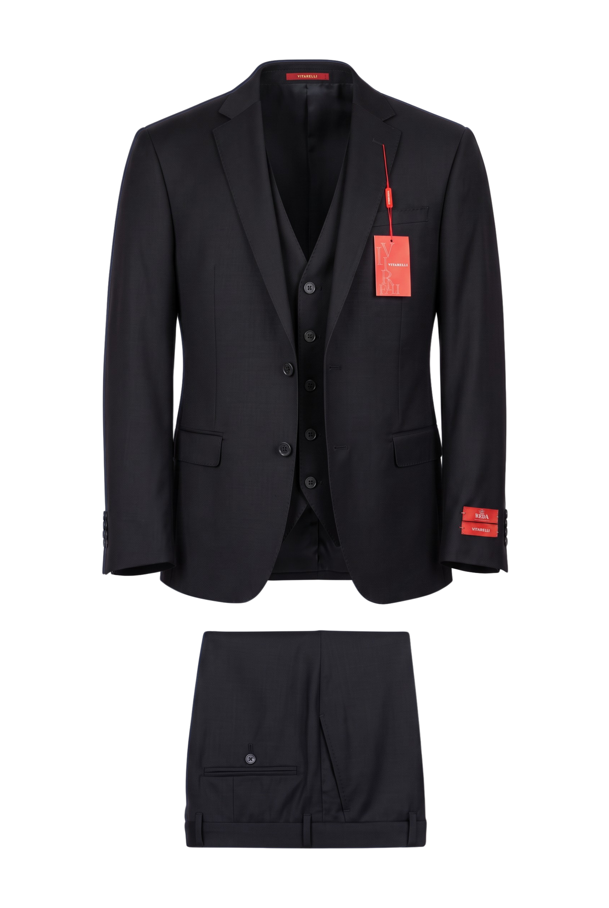 Vitarelli Red Label cashmere wool suit in black, style 660