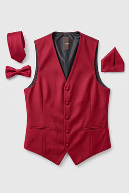 Vitarelli Men's Formal Vest – Red, M to 5XL (V68-VESTRED)