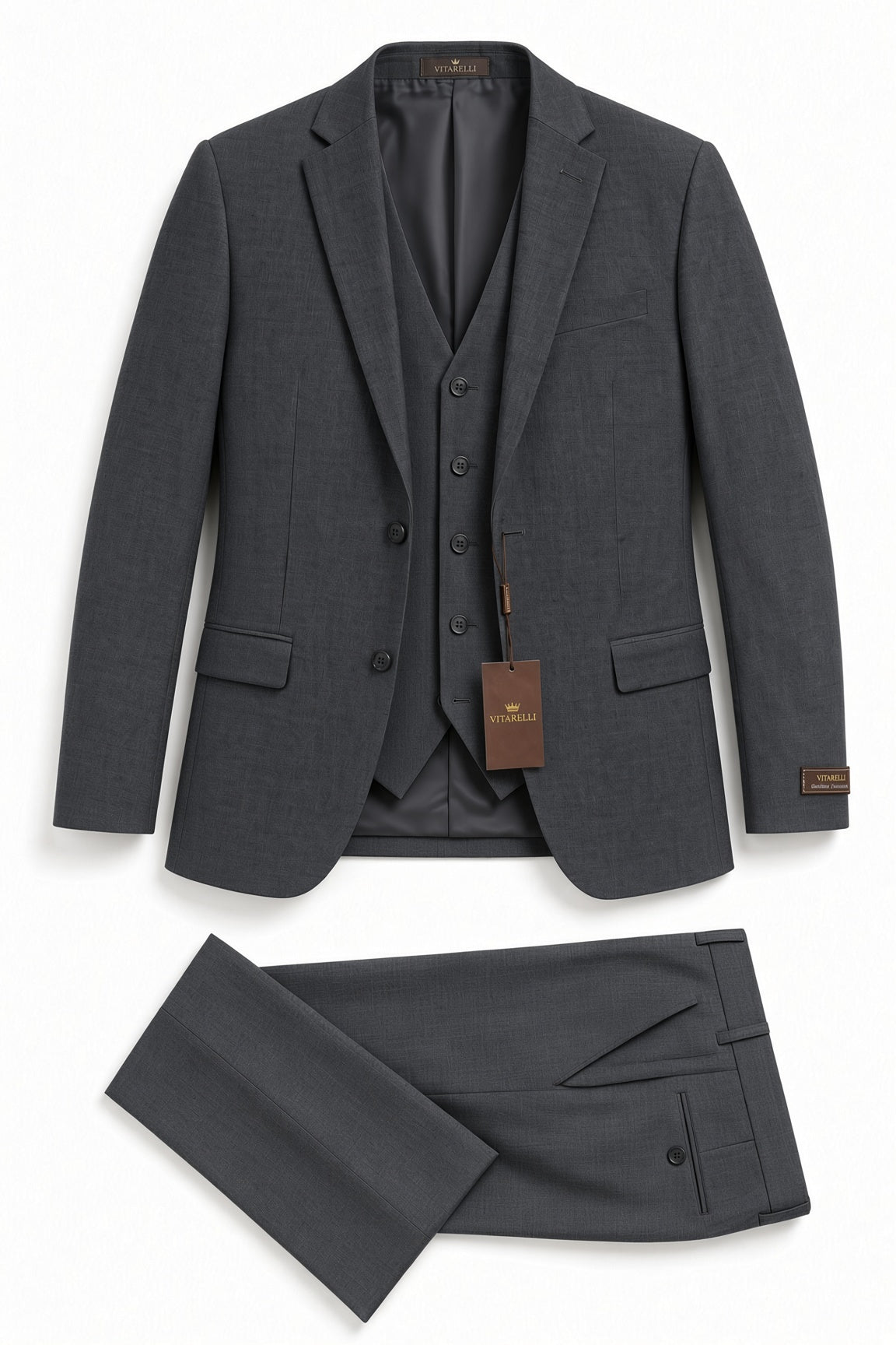Vitarelli Single-Breasted Notch Lapel 3-Piece Suit – Big & Tall to 60 (622)