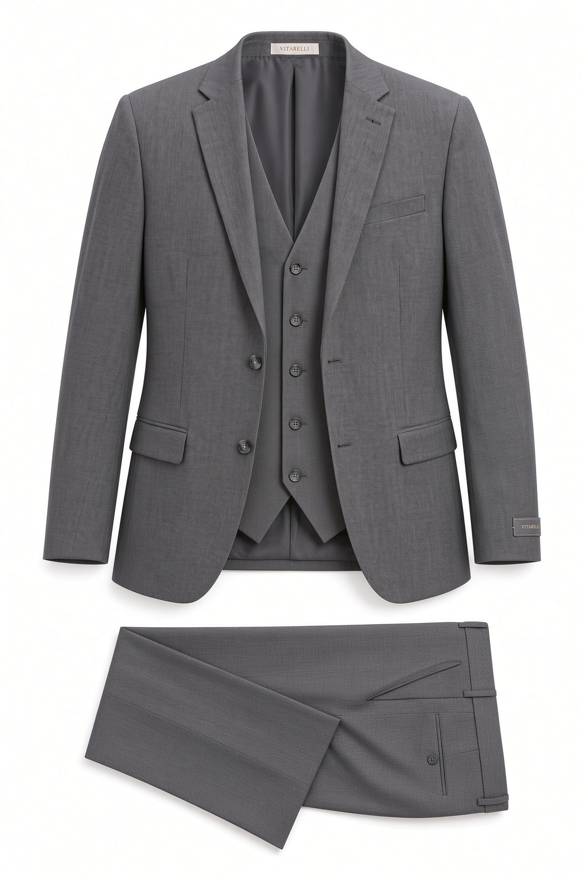Vitarelli Single-Breasted Notch Lapel 3-Piece Suit – Gray (9040)