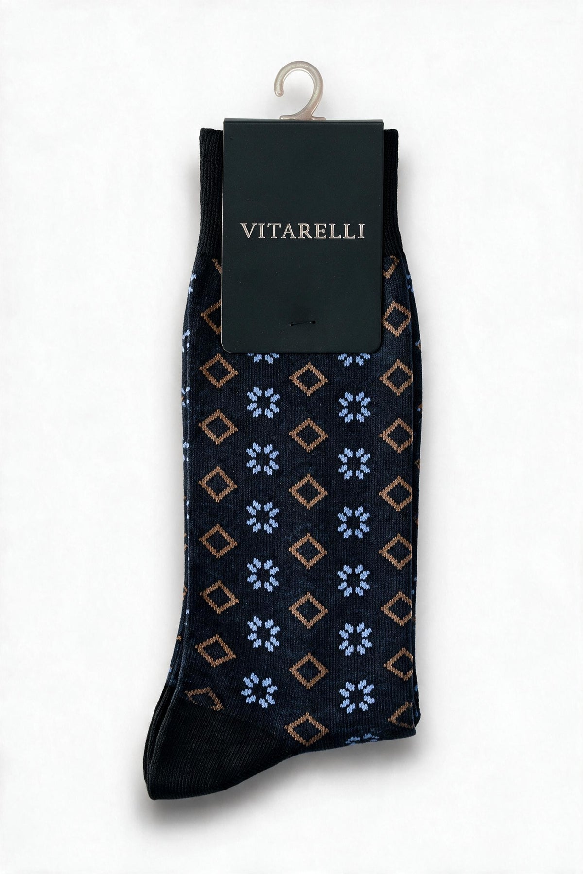 Vitarelli Men's Dress Socks – Black Square Pattern (SOCKS-BLKSQR)